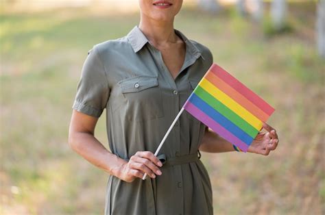 Free Photo Lesbian Woman With Flag Close Up