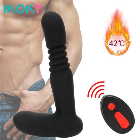 IKOKY Heating Rod 6 Speed Anal Vibrators Telescopic Dildo Remote