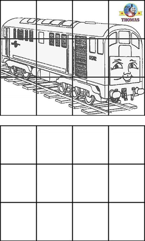 Thomas Diesel Train Coloring For Kids Online Education Drawing Grids ...