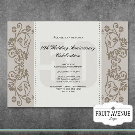 Elegant Anniversary Party Invitation Printable Etsy