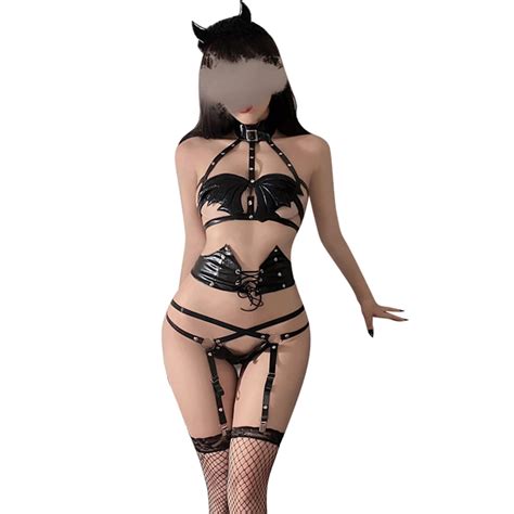 Amazon Yomorio Anime Lingerie Sexy Devil Cosplay Lingerie Costume Halter Anime Bikini