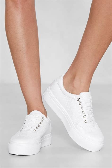 Croc Faux Leather Platform Sneaker White Platform Sneakers Sneakers Tennis Shoes Outfit