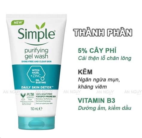 Sữa Rửa Mặt Simple Daily Skin Detox Purifying Facial Wash Cho Da Dầu 150mlsữa Rửa Mặt Simple