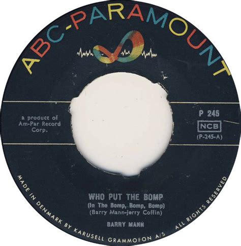 Barry Mann – Who Put The Bomp (1961, Vinyl) - Discogs