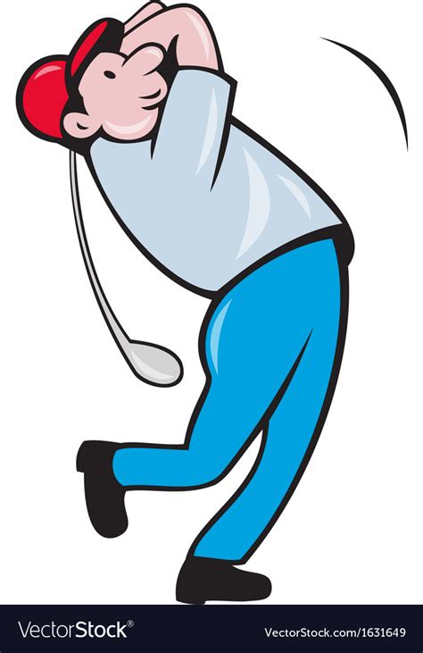 Cartoon Golfer Golfing Swinging Golf Club Vector Image