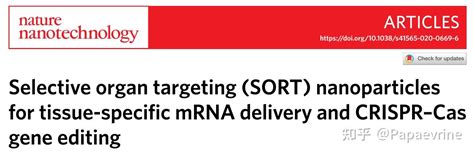 选择性器官靶向（sort）纳米粒子用于组织特异性mrna递送和crisprcas基因编辑（20210907） 知乎