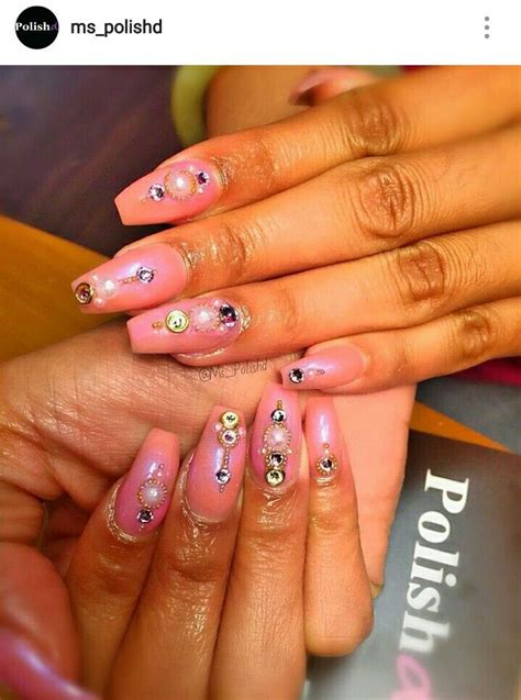 Pink Set With Jewels Polishd Nail Jewels Pink Jewel Nails Pink Jewels