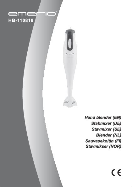 Emerio Hb 110818 Stick Hand Blender Instructions