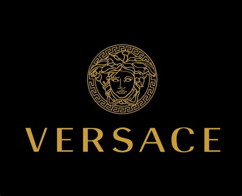 Versace marca logo con nombre marrón símbolo ropa diseño icono resumen ...