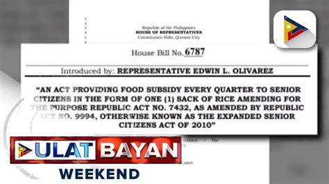 Pagbibigay Ng Food Subsidy Sa Mga Senior Citizen At Special Food Stamps