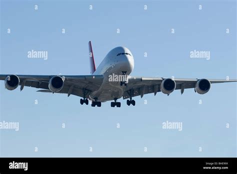 Airbus A380 landing approach Stock Photo - Alamy