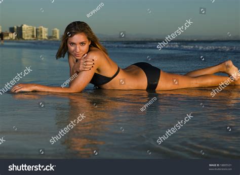 Sexy Blond Laying On Beach Bikini Stock Photo Shutterstock