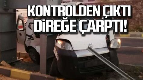 Kontrolden çıktı direğe çarptı