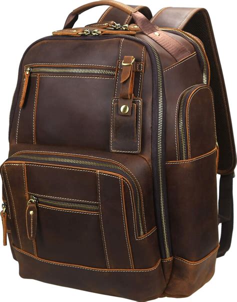 Lannsyne Men S Vintage Full Grain Leather 15 6 Inch Laptop Backpack