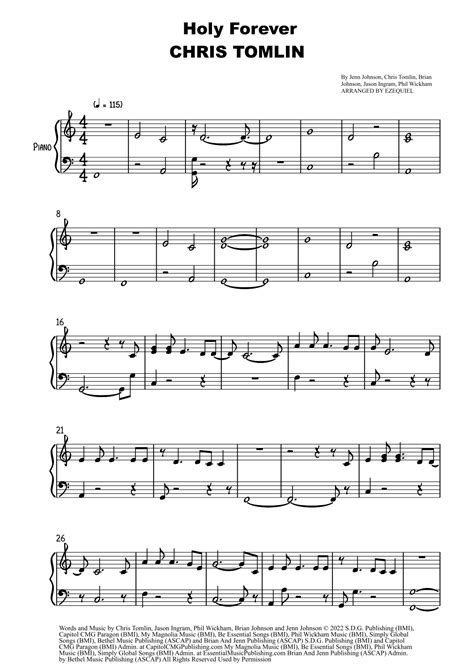 Holy Forever Arr By Ezequiel EdiÇÕes By Chris Tomlin Sheet Music For