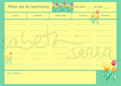 Planificador Semanal Tulipanes Sabeth Serra