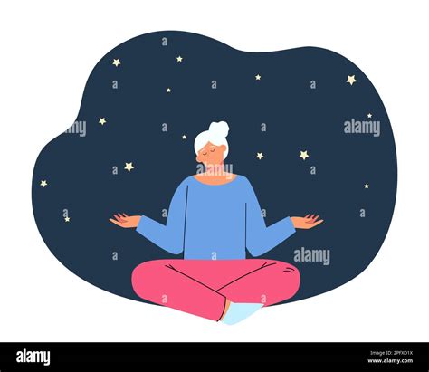 Senior Woman Sitting In Calm And Peaceful Lotus Pose Stock Vector Image And Art Alamy