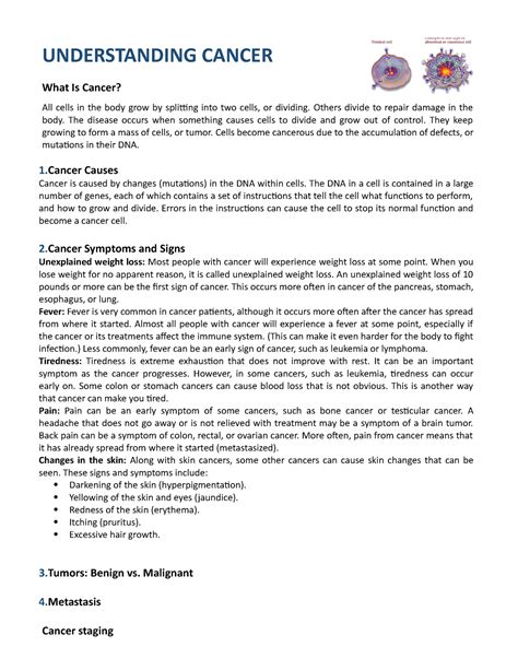 Understanding Cancer Handout Understanding Cancer What Is