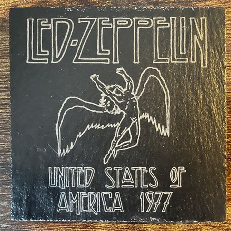 Led Zeppelin Swan Song Icarus Logo Engraved Slate Coasters Etsy Uk