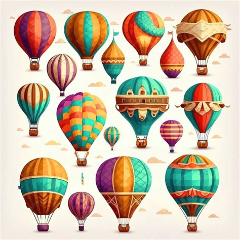 Premium Ai Image Colorful Flying Vintage Hot Air Balloons