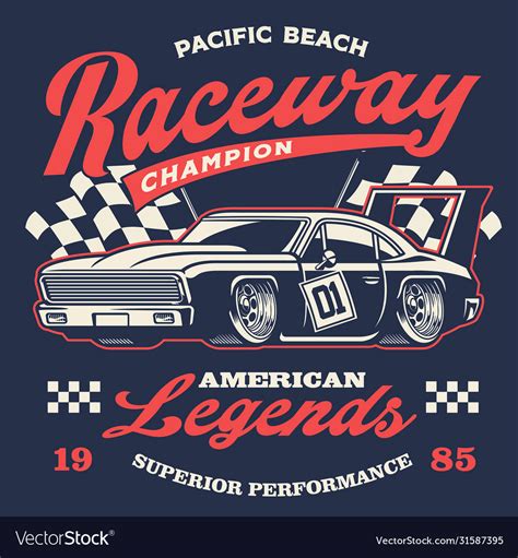 Old vintage racing car shirt design Royalty Free Vector