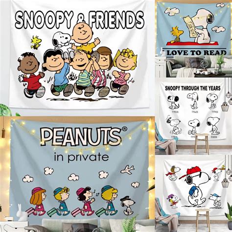 Ready Stock Free Installation Tools Anime Snoopy Tapestry Cartoon