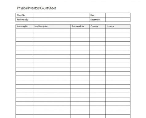 Inventory Sheet Sample Free Free Word Document Checklist Template