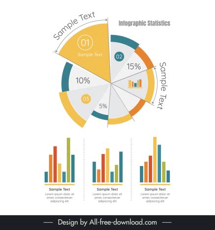 Infographic Statistics Design Elements Pie Column Flat Sketch Vectors