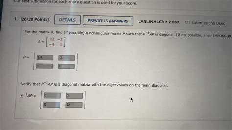 Solved For The Matrix A Find If Possible A Nonsingular Chegg