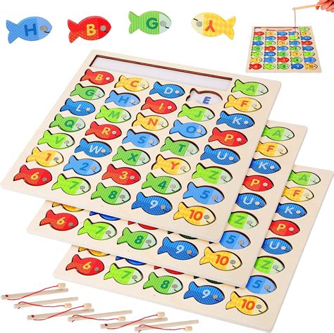 Juego De Pesca Magn Tico De Madera Juguetes Preescolares N Meros Del