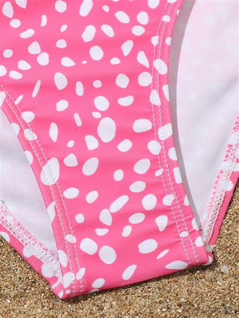 Shein Conjunto De Mai Bikini Estampado De Dalmata Para Meninas Pr