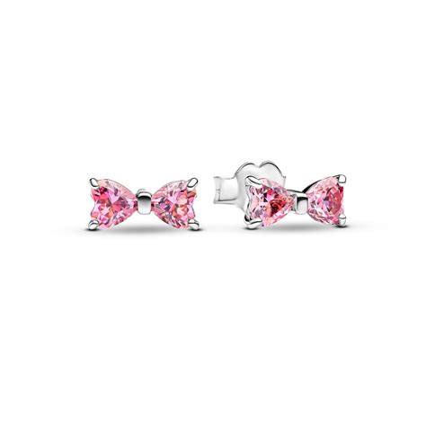 Pandora Sparkling Pink Bow Stud Earrings | Ohrringe rosa, Ohrstecker