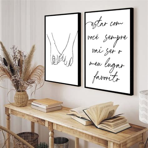 Frases Para Quadro De Casal - 2 Quadros Casal Frases de Casal Mãos Dadas Molduras | Elo7