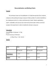 Purifying Compounds Recrystallization Melting Points Course Hero