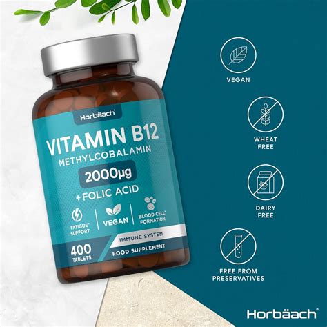 High Strength Vitamin B12 2000mcg Supplement With Folic Acid 400