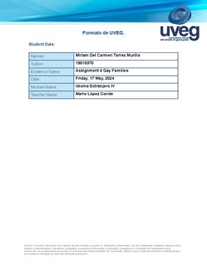 Assignment 4 Ingles 4 Ejercicios Subject English 4 Title Assignment 4 Gay Families Part