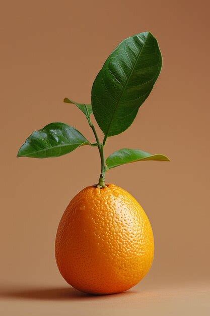 Premium Photo An Orange With A Leaf On It