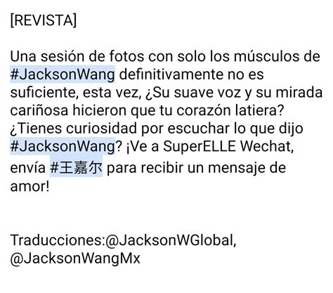 Jackson Wang M Xico On Twitter Revista Una Sesi N De Fotos Con