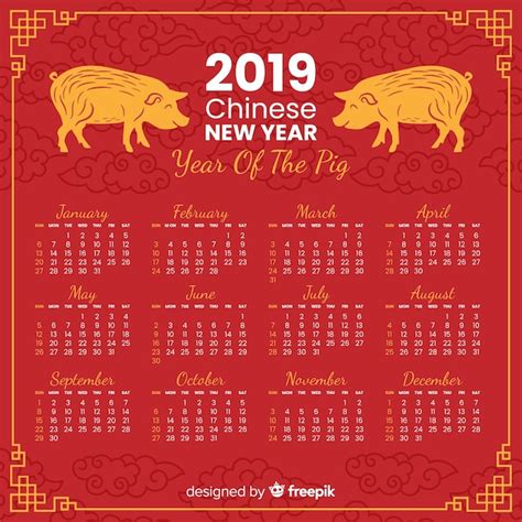 Free Vector | Creative chinese new year calendar