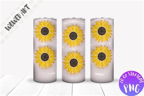 D Inflated Sunflower Tumbler Wrap Graphic By Wowed Art Creative Fabrica