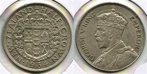 Weltm Nzen Crown New Zealand Silver Coin Half King George V