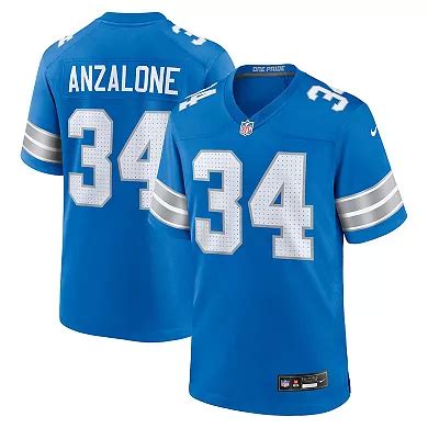 Men's Nike Alex Anzalone Blue Detroit Lions Game Jersey