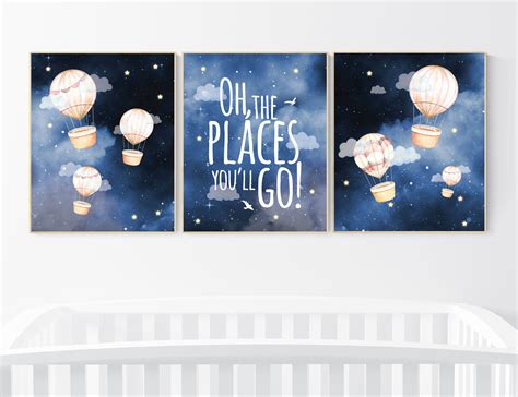 Hot Air Balloon Nursery Print Gender Neutral Baby Room Decor