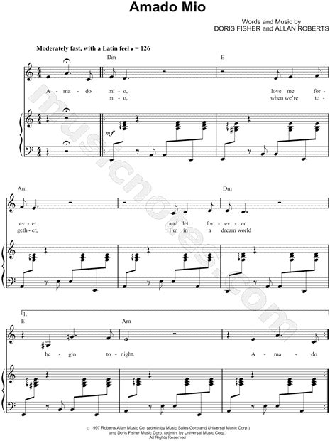 Pink Martini Amado Mio Sheet Music In A Minor Transposable