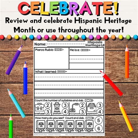 Hispanic Heritage Month Worksheets With English And Spanish Activities