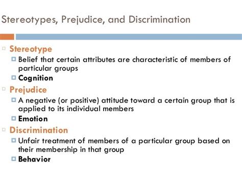 Stereotypes Prejudice And Discrimination Psych 201 Chapter 11 Spri