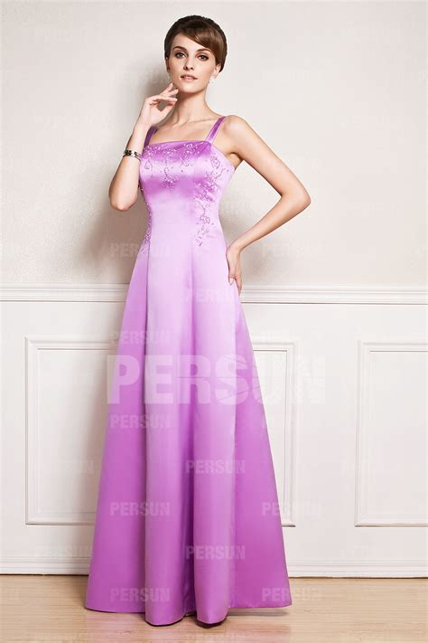 Robe Soir E Longue En Couleur Mauve Avec Tole Satin Persun Fr