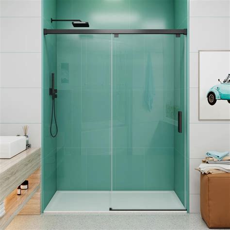 Mcocod 60 In W X 76 In H Single Sliding Frameless Soft Close Shower Door In Matte Black With 5