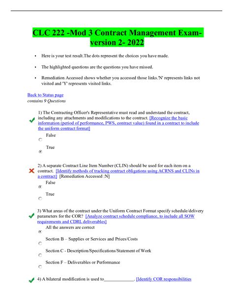 Clc Mod Contract Management Exam Version Browsegrades