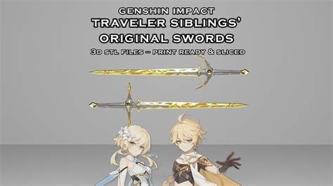 Travelers Original Swords Aether And Lumine Genshin Impact D Model D